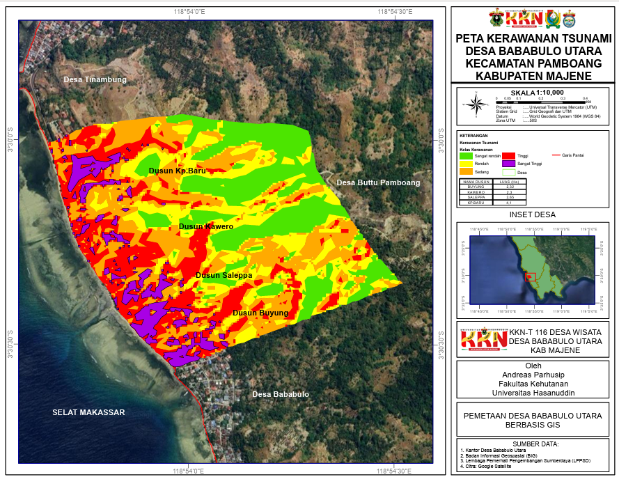 Peta Kerawanan Tsunami Desa Bababulo Utara